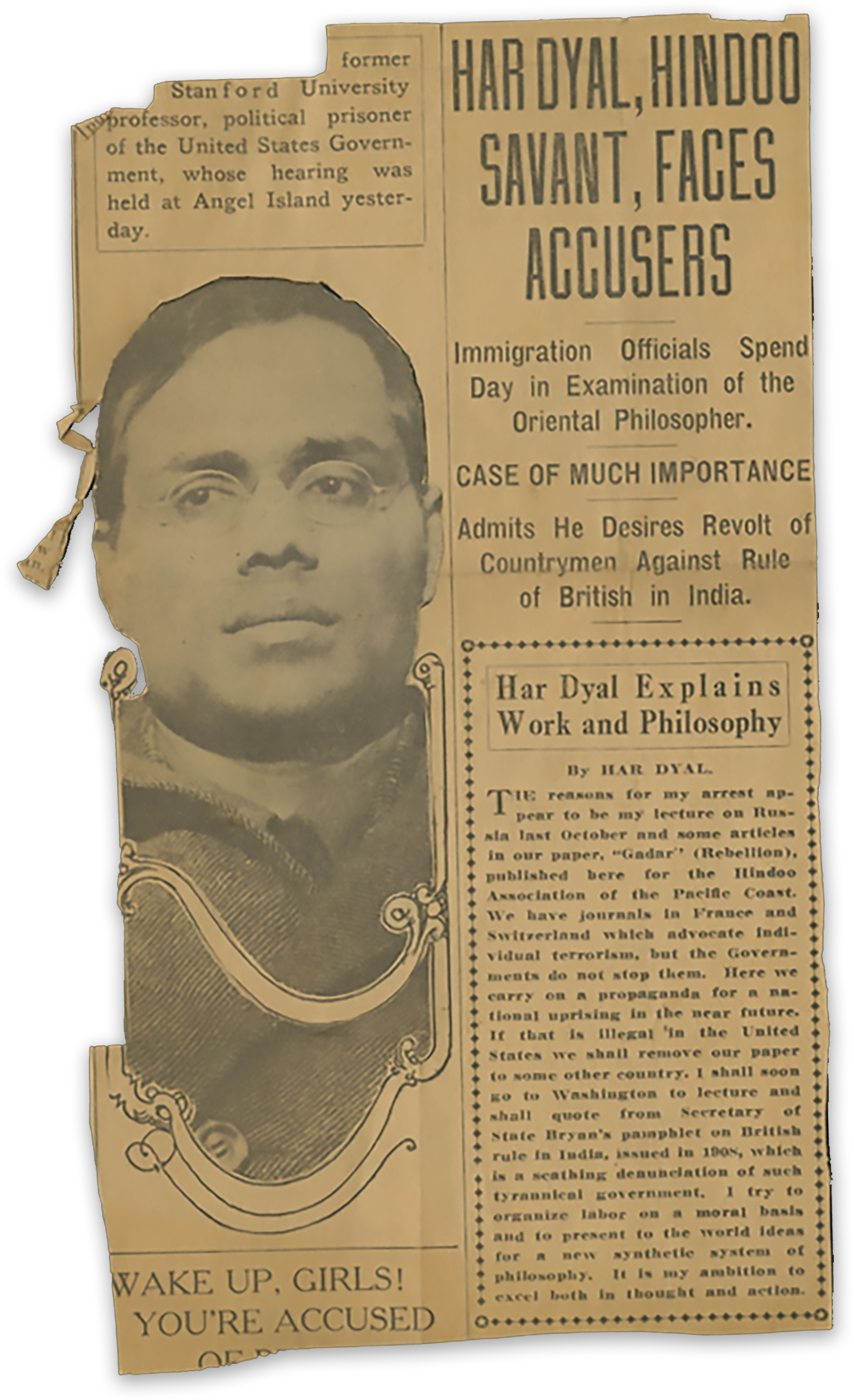 Hardyal on a Newspaper